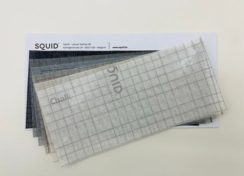 SQUID samples booklet come in an envelope in 6 colors: chalk, bone, oak, ash, rock, coal